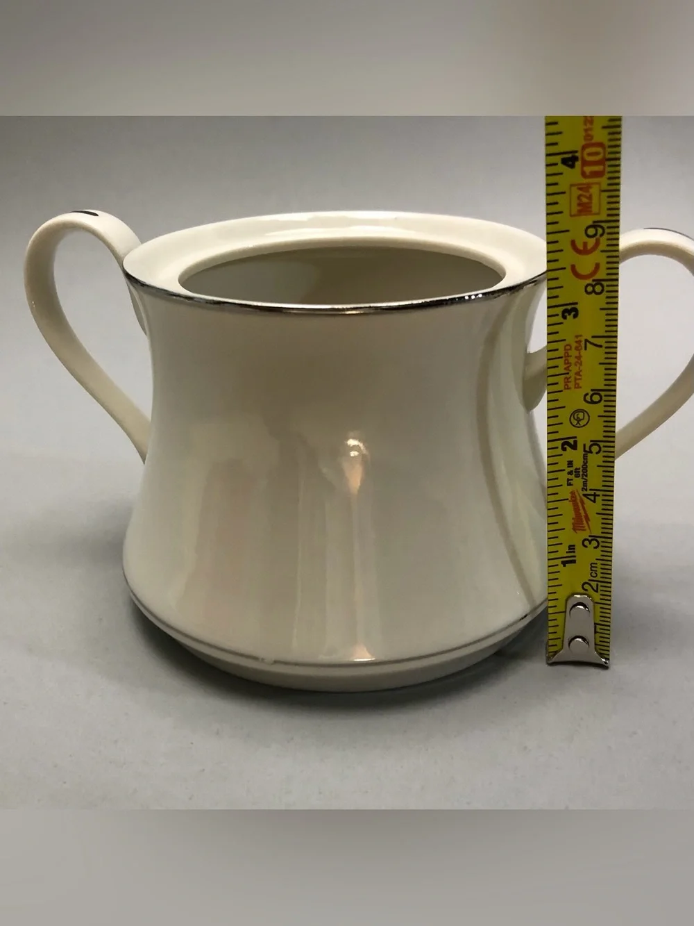 Fashion Manor Fine China Platinum Herald Sugar Bowl w/lid & Creamer Pitcher Set
